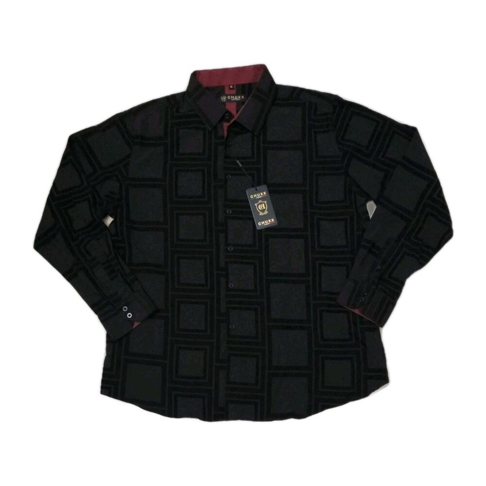 Chuxx Shirt Mens Versace Style Long Sleeve Button Up Down Italian Design XL